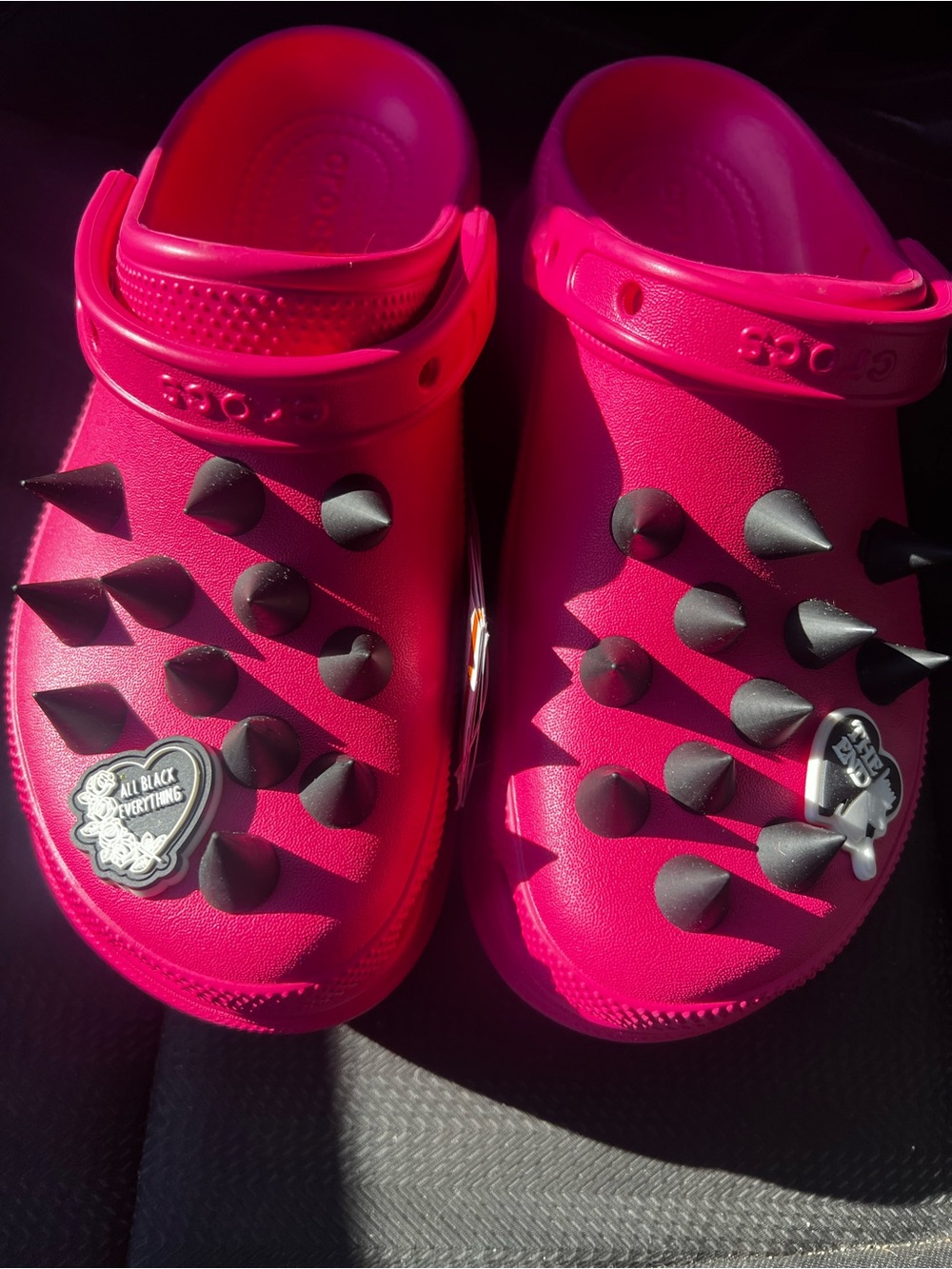 CROCS Hot Pink Spike-Studded Clog platforms